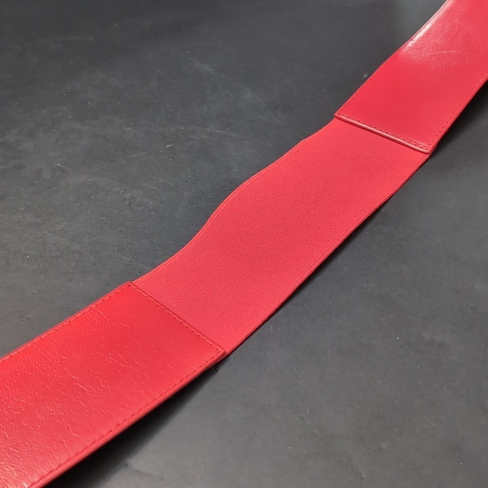 Suzi Roher Women's Red Stretch Belt With Metal Buckle,Size S. - Picture 4 of 7
